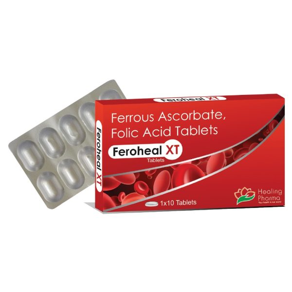 Ferrous Ascorbate 100mg + Folic Acid 1.5mg (Feroheal XT) - 10 Tablets