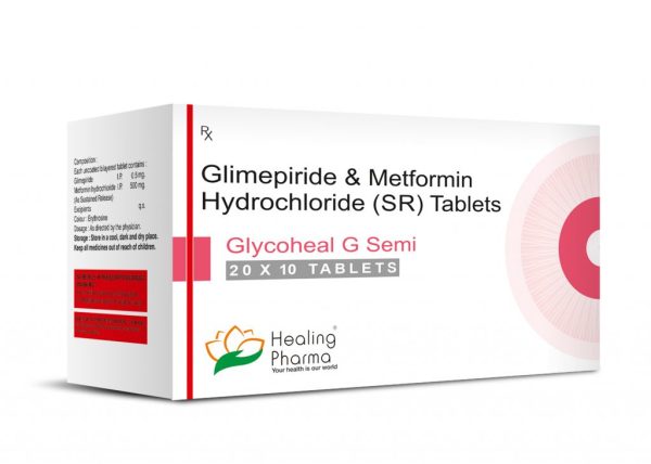 Glimepiride 0.5mg + Metformin 500mg Double Layer (Glycoheal G Semi) - 10 Tablets