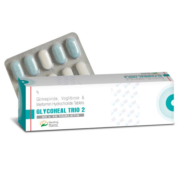 Glimepiride 2mg + Metformin 500mg + Voglibose 0.2mg (Glycoheal Trio 2) - 10 Tablets