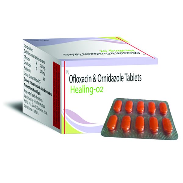 Ofloxacin 200mg + Ornidazole 500mg (Healing O2) - 10 Tablets