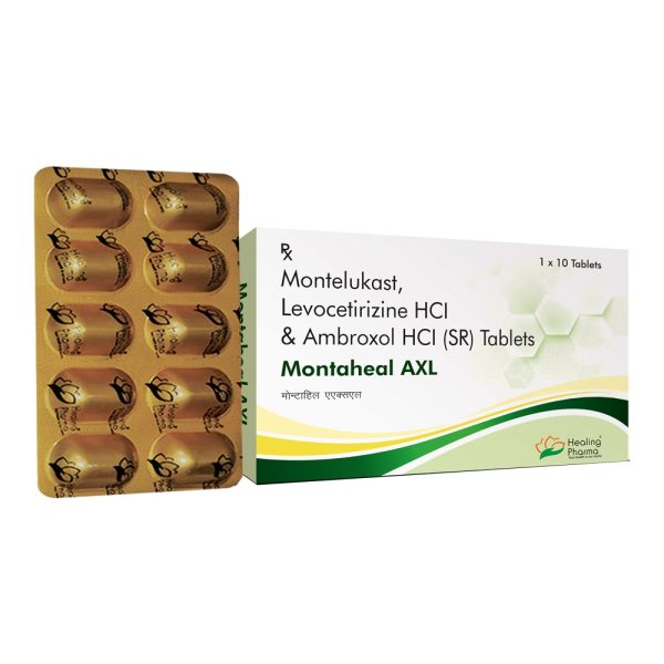 Montelukast 10mg + Levocetirizine 5mg + Ambroxol Hcl 75mg SR (Montaheal AXL) - 10 Tablets